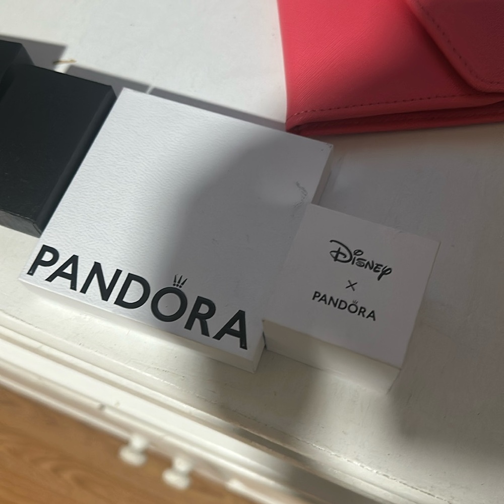 Lot of Two PANDORA Boxes and three black unbranded jewelry boxes Pre-loved.